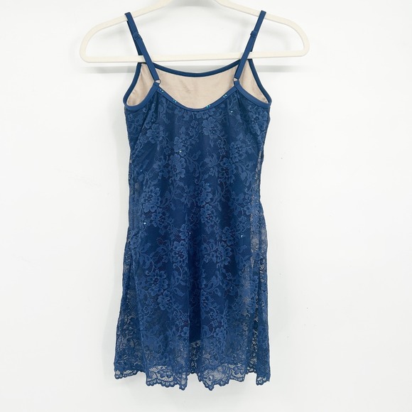 Balera Blue Floral Lace Rhinestone Lyrical Dance Costume Dress Leotard Size SA - Picture 8 of 8